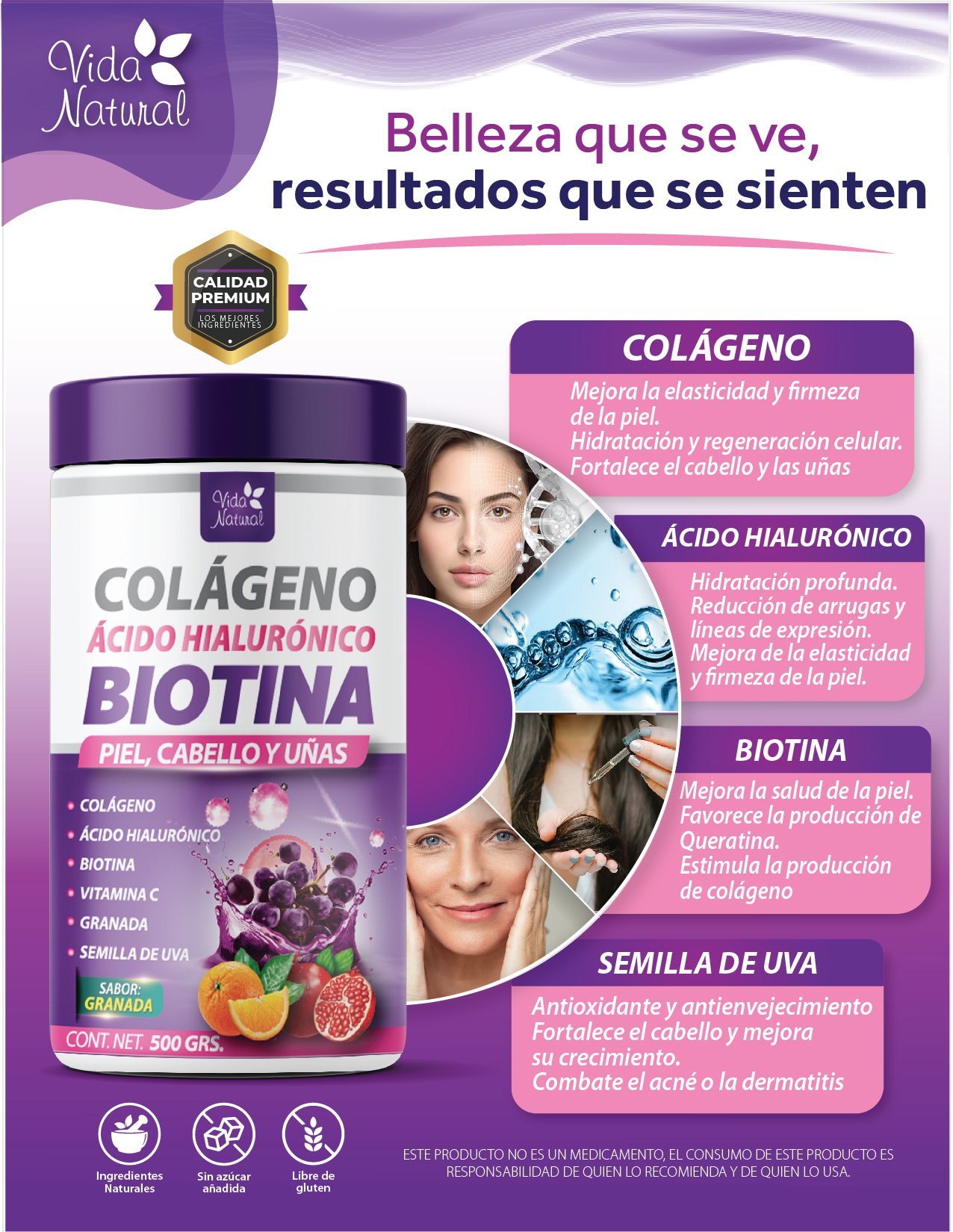 COLAGENO + ACIDO HIALURONICO + BIOTINA